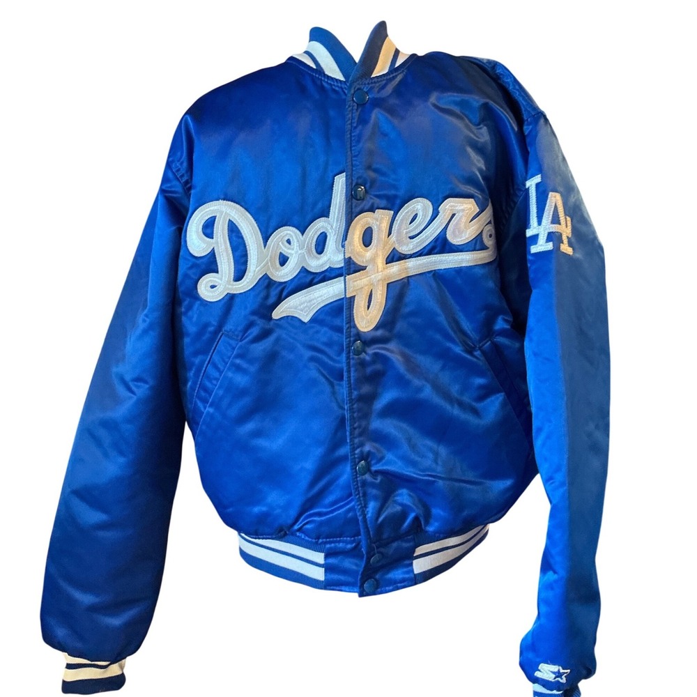 Starter Vintage Los Angeles Dodgers Satin Bomber Jacket Large Blue MLB Y2K